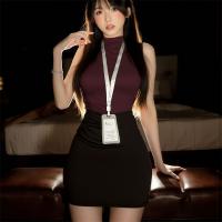 Pure & Seductive Secretary Skirt Set - Air Hostess Costume, Nightclub No-Remove Lingerie Outfit, Modest Yet Alluring thumbnail
