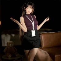 Pure & Seductive Secretary Skirt Set - Air Hostess Costume, Nightclub No-Remove Lingerie Outfit, Modest Yet Alluring thumbnail