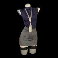 Pure & Seductive Secretary Skirt Set - Air Hostess Costume, Nightclub No-Remove Lingerie Outfit, Modest Yet Alluring thumbnail