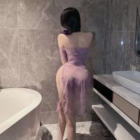Purple Lace Sensual Lingerie Dress - Busty Sexy Sleepwear Set with Sheer Mesh & Elegant Uniform Style thumbnail