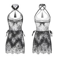 Retro Lace Cheongsam Sleepwear Set - Sexy Vintage Buttoned Lingerie with Tassels & Sheer Cutouts thumbnail