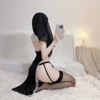 Seductive Nun Costume Set - High-Cut Lingerie Outfit for Role Play, Couples Intimacy & Sensual Dress-Up thumbnail