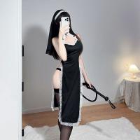 Seductive Nun Costume Lingerie - Busty Lace-Trimmed Role Play Outfit, No-Undress Design, Breathable & Flirty thumbnail