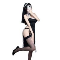 Seductive Nun Costume Lingerie - Busty Lace-Trimmed Role Play Outfit, No-Undress Design, Breathable & Flirty thumbnail