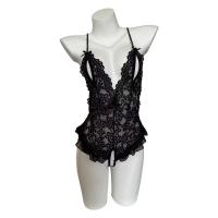 Sensual Lace Open-Crotch Bodysuit Set - Pure & Tempting Sheer Sleepwear for Women thumbnail