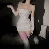 Sexy Bunny Girl Lingerie Set - PU Bodycon Mesh Cut-Out Outfit, Seductive No-Remove Costume for Adults thumbnail
