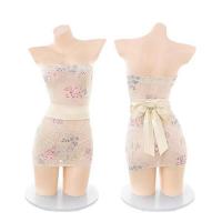 Sexy Kimono-Style Lace Bralette Set - Embroidered Sheer Bodysuit with High-Waisted Pencil Skirt thumbnail