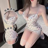 Sexy Lace Floral Sleep Dress with Built-in Padded Bra - Seductive Lingerie Nightgown for Small Bust Enhancement thumbnail