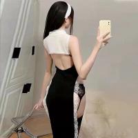 Sexy Nun Costume Set - Lacy Role Play Outfit with High Slit Sleep Dress & Cosplay Ensemble for Adults thumbnail
