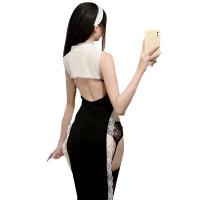 Sexy Nun Costume Set - Lacy Role Play Outfit with High Slit Sleep Dress & Cosplay Ensemble for Adults thumbnail