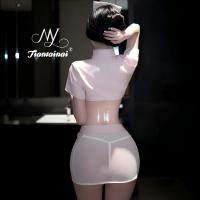Sexy Nurse Costume Set - Lace Tie-Up Bodycon Skirt & Seductive Sleepwear for Women thumbnail