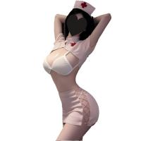 Sexy Nurse Costume Set - Lace Tie-Up Bodycon Skirt & Seductive Sleepwear for Women thumbnail
