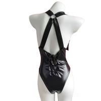 Sexy PVC Bodysuit with Adjustable Straps - Seductive Lace-Up Cosplay Lingerie Set for Women thumbnail