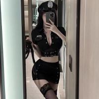 Suoqing Police Uniform Lingerie Set - Sexy Short Skirt Costume for Women, Naughty Officer Role Play Outfit thumbnail