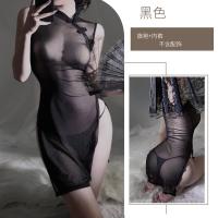 Taoxitang Chinese Cheongsam Lingerie - Sexy High-Waist Slit Mesh Sheer Robe for Bold Elegance thumbnail