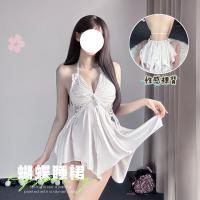 Vintage Bow Lace Sleep Dress with Built-in Pads - Deep V-Neck Backless Satin Nightgown for Women thumbnail