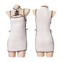 Vintage Chinese Qipao Sleep Dress Set - Cheongsam Lingerie with Slit, Lace Cut-Out & Bodycon Design thumbnail