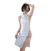 Women's Seductive Lingerie Sleepwear Set - Vintage Cheongsam Style Open-Slit Nightclub Outfit with Ties thumbnail