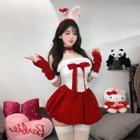 Ye-Ai-Bao Plus Size Red Velvet Bunny Costume - Sexy New Year Lingerie Set, Pure & Tempting Holiday Outfit thumbnail