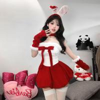 Ye-Ai-Bao Plus Size Red Velvet Bunny Costume - Sexy New Year Lingerie Set, Pure & Tempting Holiday Outfit thumbnail