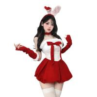 Ye-Ai-Bao Plus Size Red Velvet Bunny Costume - Sexy New Year Lingerie Set, Pure & Tempting Holiday Outfit thumbnail
