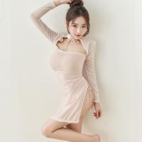 Yijin Sensual Sheer Split Cheongsam Dress Set - Elegant Erotic Costume for Women thumbnail