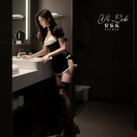 Yilele Sexy Lace Cheongsam Lingerie - Backless Sheer Satin Mini Dress with Ties, Seductive Uniform Style Outfit thumbnail
