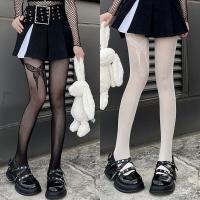 Genuine Yun Sexy Black & White Butterfly Pantyhose - Punk Lolita Mesh Stockings for Slimming & Millennial Style thumbnail