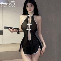 ZongQu Sensual Sheer Cheongsam Lingerie - Chinese-Style Role Play Outfit, No-Remove Temptation Dress for Passionate Play thumbnail
