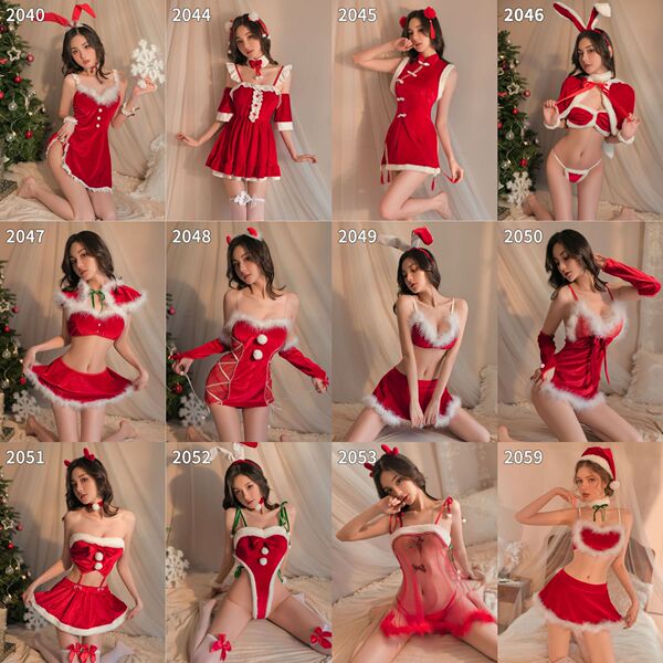 Womens sexy christmas lingerie set featuring festive designs, perfect for halloween role play or new year celebrations. inclu...