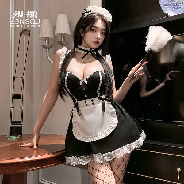 Zongqu lingerie maid costume - elegant black and white outfit with lace details, perfect for women seeking a sexy yet classic...