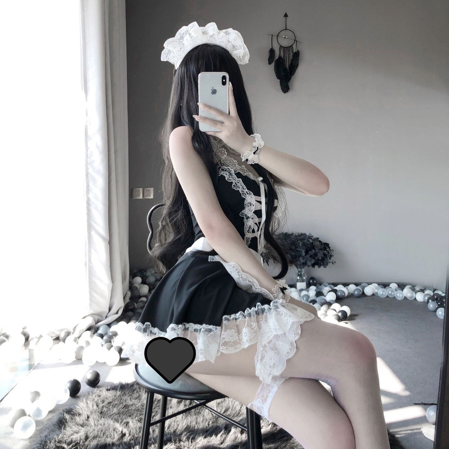 Sexy bunny costume outfit - seductive maid uniform set for role play, party & cosplay, featuring lace details and elegant des...