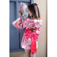 Midnight Charm Japanese Kimono Dress – Pink Floral Pure & Seductive Yukata Costume thumbnail