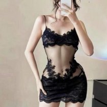 Sexy Sheer Lace Bodysuit - Tight Mesh Camisole Dress, Provocative Bodycon Slip Dress for Women