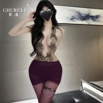 Chu Rui Women's Seductive OL Secretary Bodycon Dress - Deep V-Neck Lace-Up Boudoir Outfit