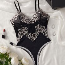 Lace Mesh Sexy Bodysuit - Seductive Sheer Lace Chemise Sleepwear for Women, Sensual Intimate Lingerie Set