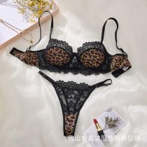 Sexy Leopard Print Lace Bra Set - Lightweight Push-Up Lingerie for Women, Wild & Alluring