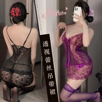 Luxury Pure-Seduction Lace Sleep Dress for Women – Elegant Sheer Babydoll Nightgown with Adjustable Straps