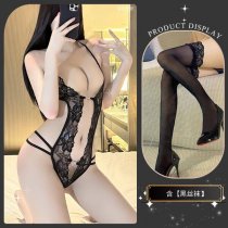 Sexy Lace Bodysuit with Open-Crotch Design - Seductive Sheer Mesh Sleepwear & Costume Set