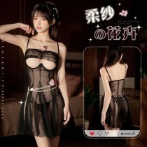 Sexy Sheer Lace Sleep Dress with Underwire Support - Seductive Transparent Nightwear for Women