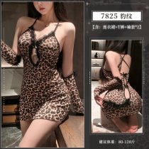 Pure & Tempting Leopard Print Bodysuit Set - Cute QQNY Seductive Sleepwear Outfit, No-Undress Design