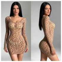 Leopard Print Bodysuit for Women - Sexy Lace-Up Bodycon Romper, Alluring Lingerie Outfit for Date Night