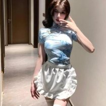 Chinese-Style Qipao Lingerie Set - Seductive Open-Crotch Costume for Role Play & Intimate Moments