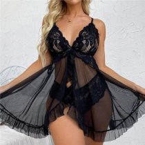 Lace Cami Set Women's Sexy Sleepwear - V-Neck Matching Lingerie Outfit, Elegant European Style Nightwear