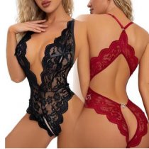 Plus Size Lace Open-Crotch Bodysuit for Women – Sexy Backless Sheer Mesh Bodysuit, Wholesale Lingerie