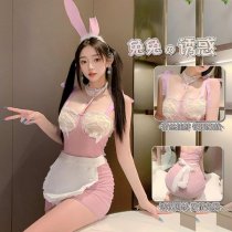 Pure & Playful Bunny Girl Lingerie Set - Seductive Maid Costume with Sheer Mesh for Role Play & Flirty Fun