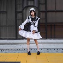 Gothic Lolita Maid Dress - Black & White Cute Japanese Style Costume for Halloween & Cosplay