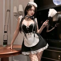 Pure & Alluring Maid Lingerie Set - Sexy Lace Underwire Push-Up Costume with Removable Pads