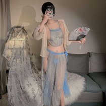 Plus Size Vintage Chinese Lingerie Set - Embroidered Hanfu-Inspired Busty Corset & Cheongsam-Style Bodysuit