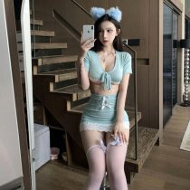 Sexy Secretary Costume Set - Split-Style Lingerie Outfit with Bodycon Skirt & JK School Uniform Style